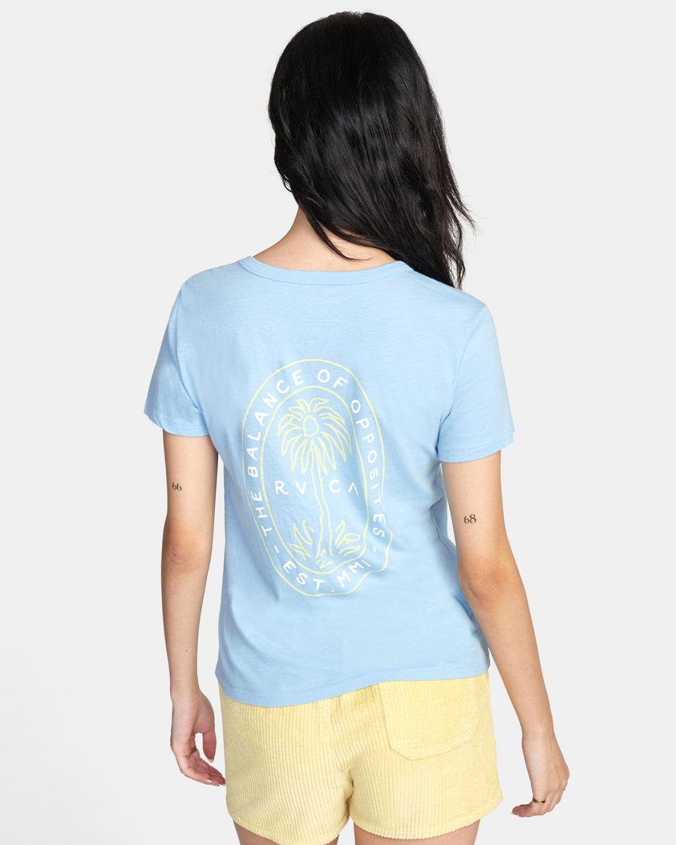 Ace Blue Rvca Palm Seal Slim-Fit Graphic Women's T shirt | FUSHY51376