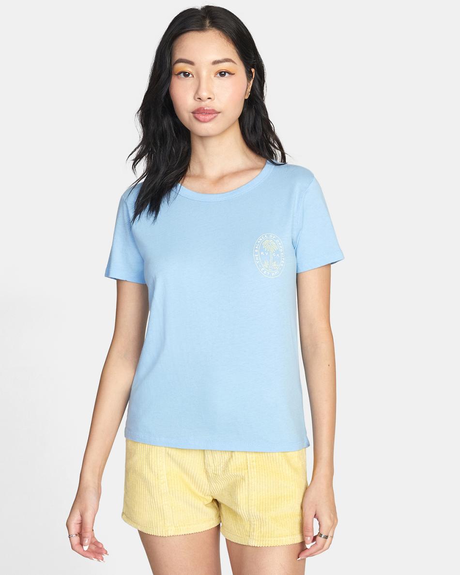 Ace Blue Rvca Palm Seal Slim-Fit Graphic Women\'s T shirt | FUSHY51376