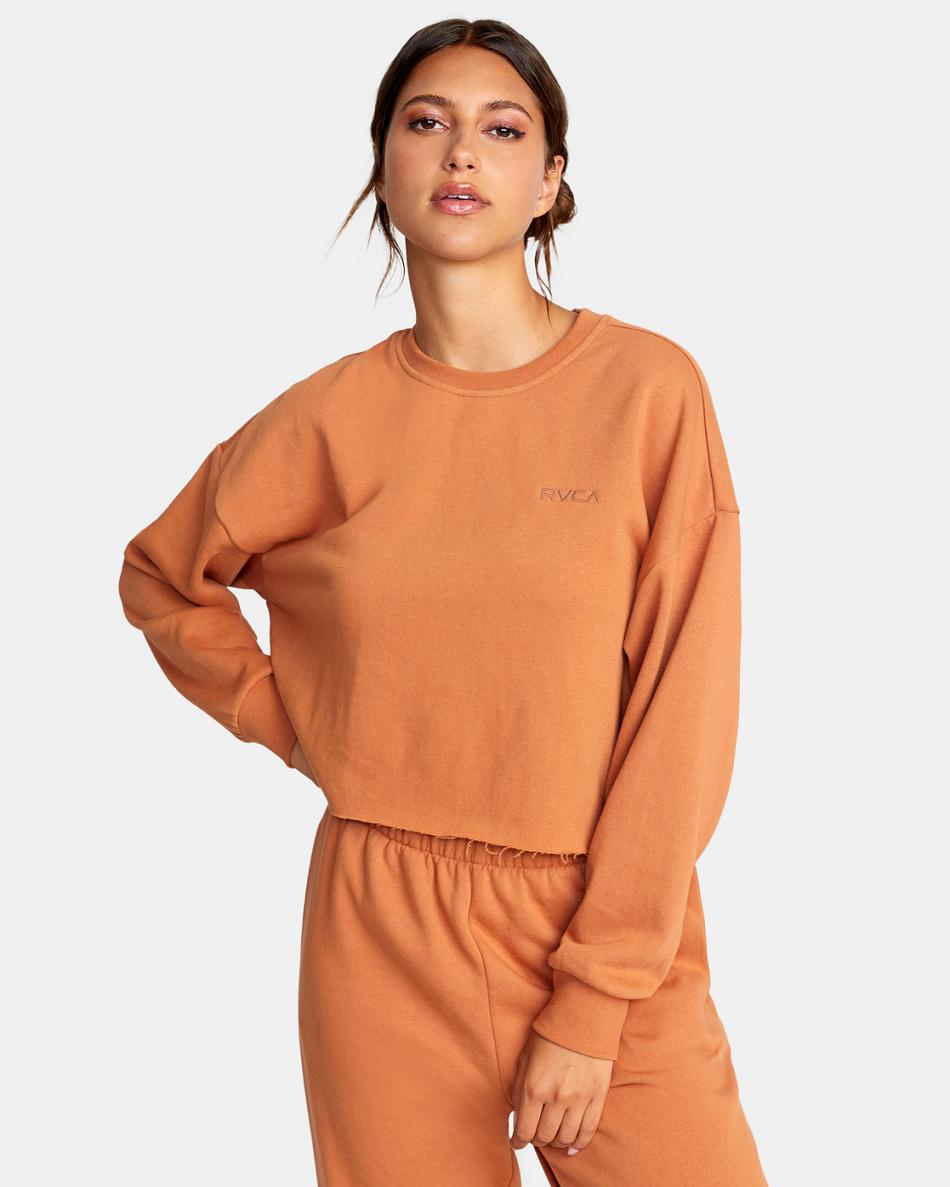 Amber Rvca Test Drive Cropped Sweatshirt Women's Loungewear | FUSHY73985