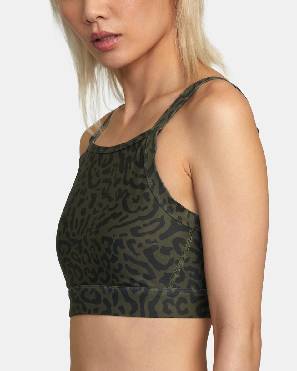 Animal Olive Rvca VA Essential High Impact High Impact Women's Workout Tops | USZPD80341