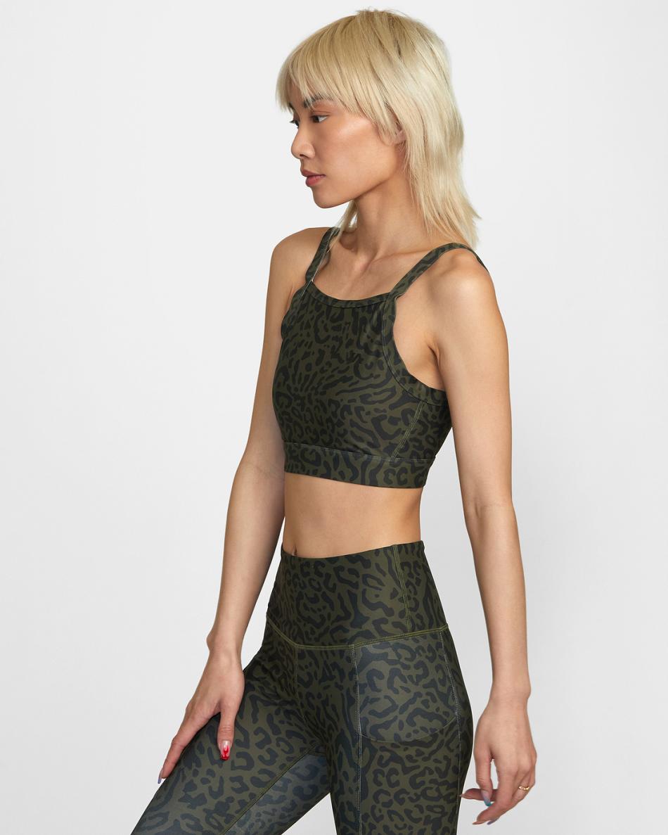 Animal Olive Rvca VA Essential High Impact High Impact Women's Workout Tops | USZPD80341