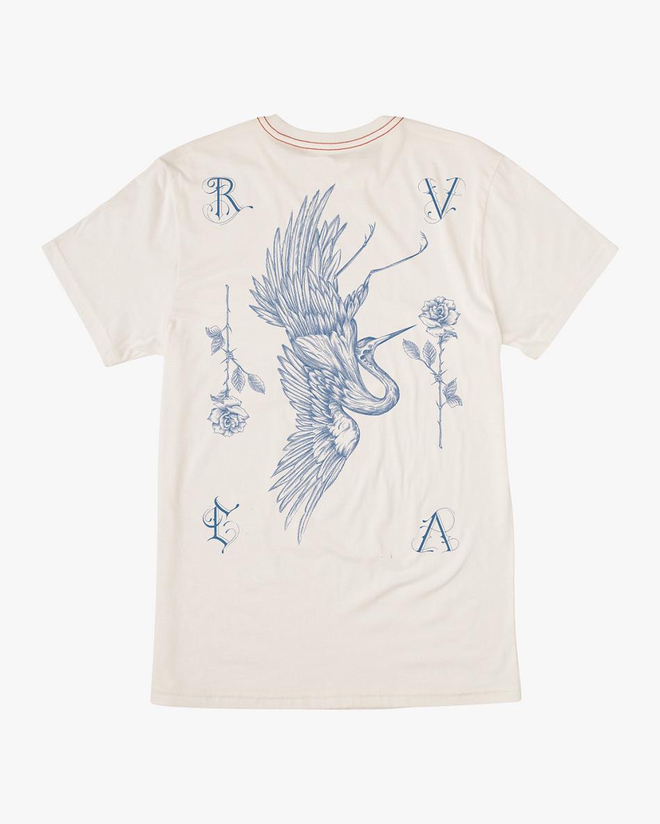 Antique White Rvca Benj Crane Tee Men's Short Sleeve | MUSFT61485