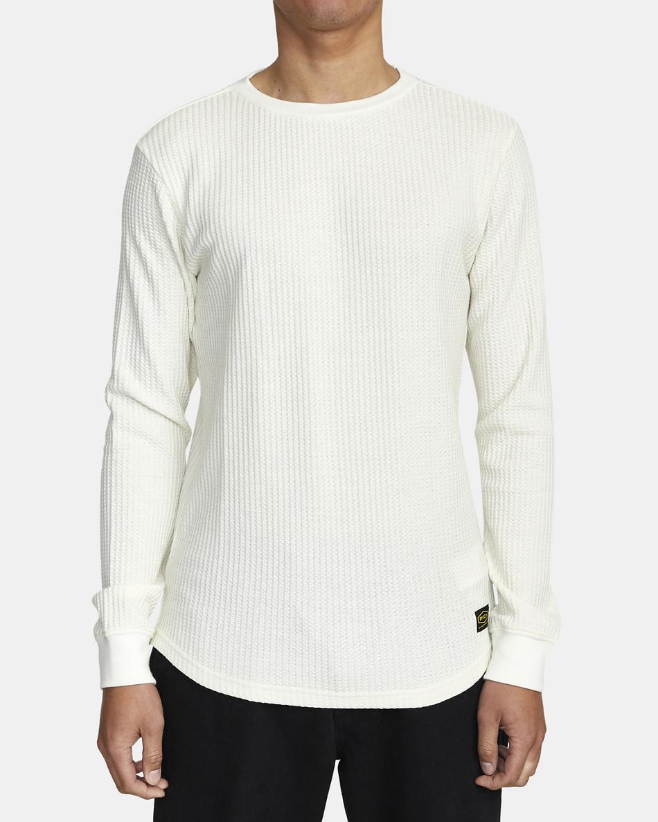 Antique White Rvca Day Shift Long Sleeve Thermal Men's T shirt | GUSUC84766