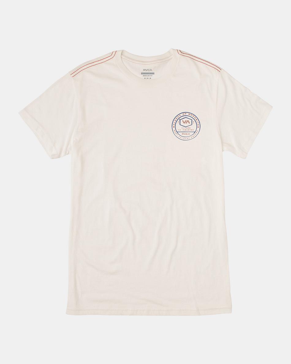 Antique White Rvca Tract Tee Men's Short Sleeve | GUSUC73453
