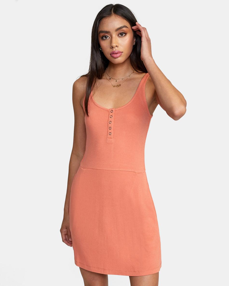 Apricot Rvca On Repeat Women's Dress | GUSEC79398