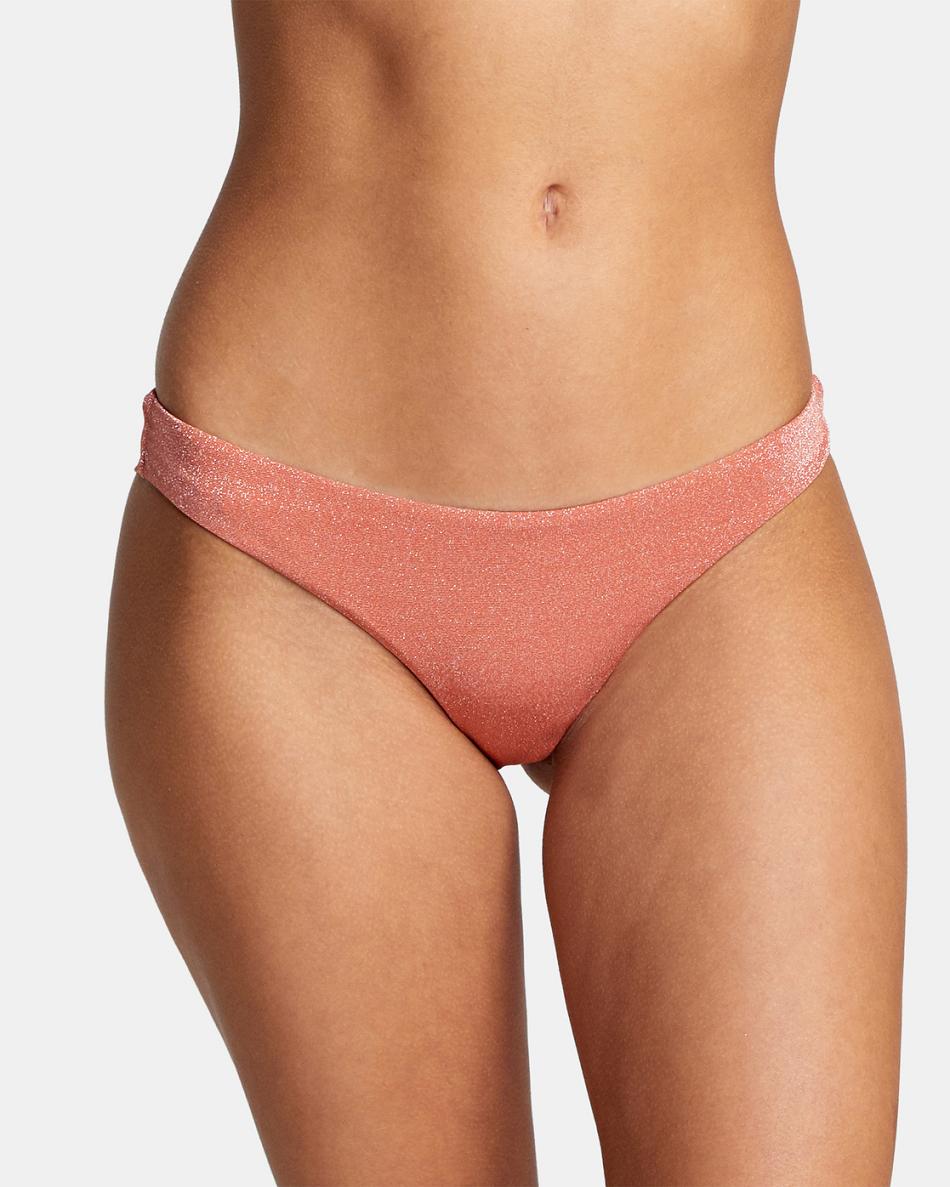 Apricot Rvca Strata Low-Rise Cheeky Women's Bikini Bottoms | USJVR94111