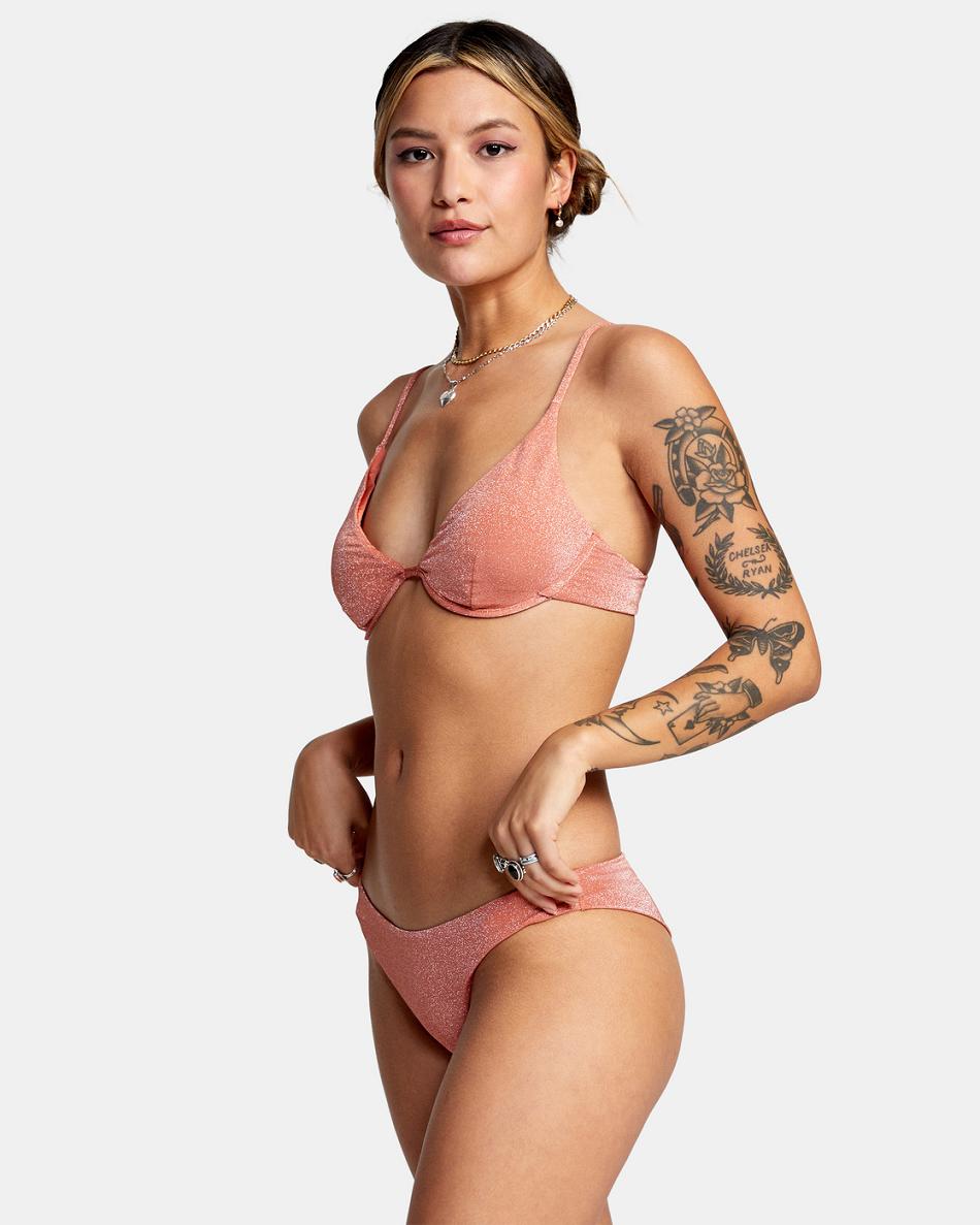 Apricot Rvca Strata Low-Rise Cheeky Women's Bikini Bottoms | USJVR94111