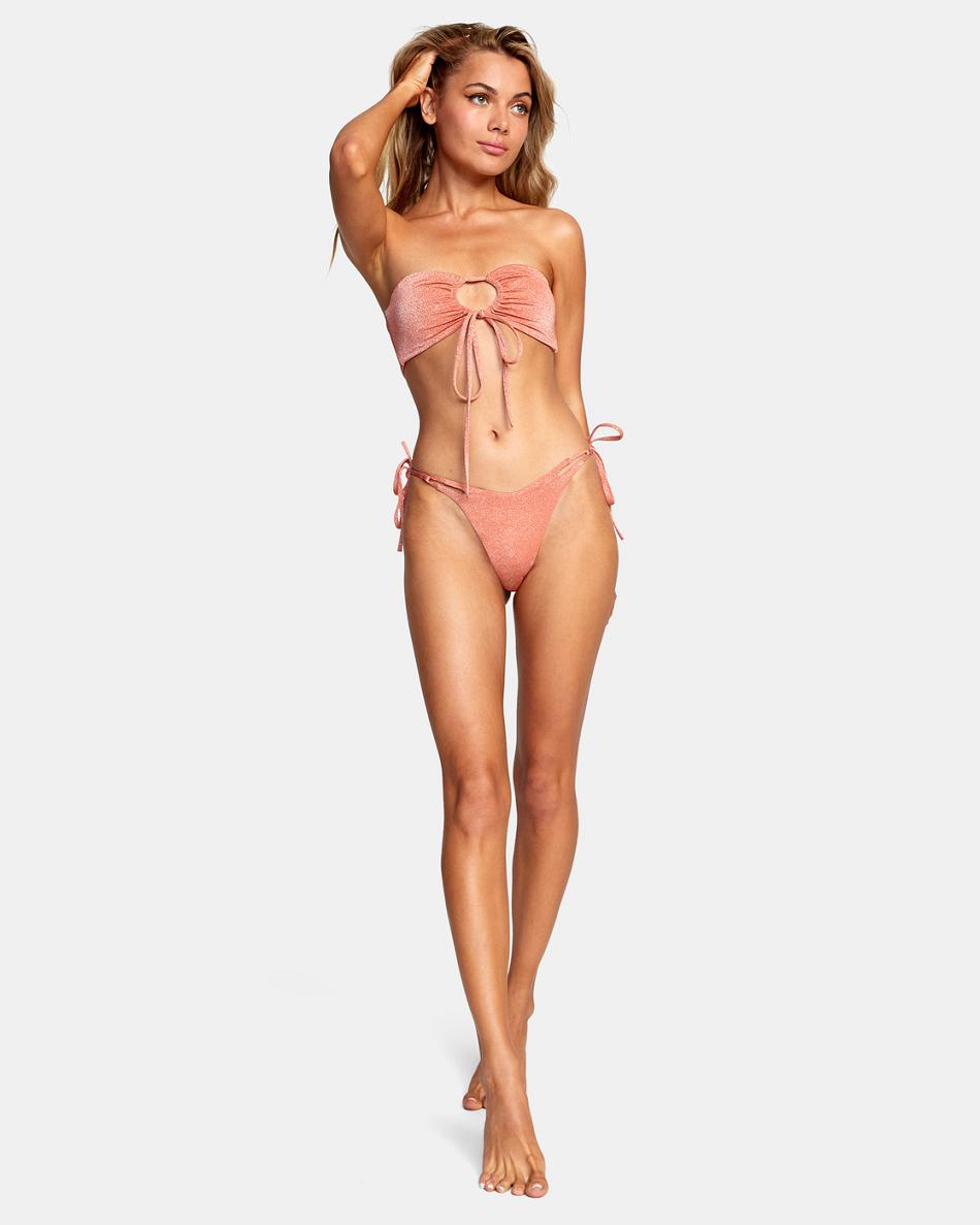 Apricot Rvca Strata Mid-Rise French Women's Bikini Bottoms | BUSSO44546