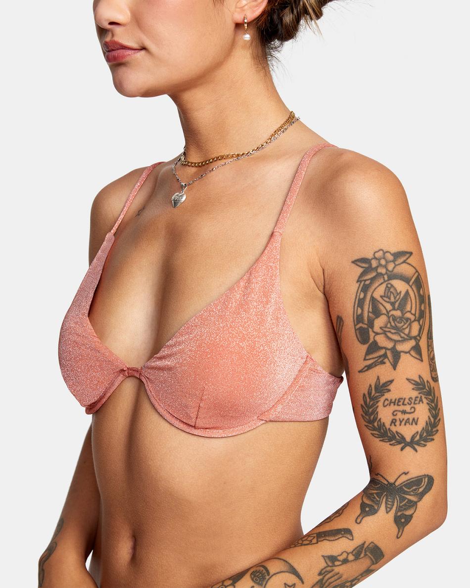 Apricot Rvca Strata Underwire Women's Bikini Tops | USEGJ89231