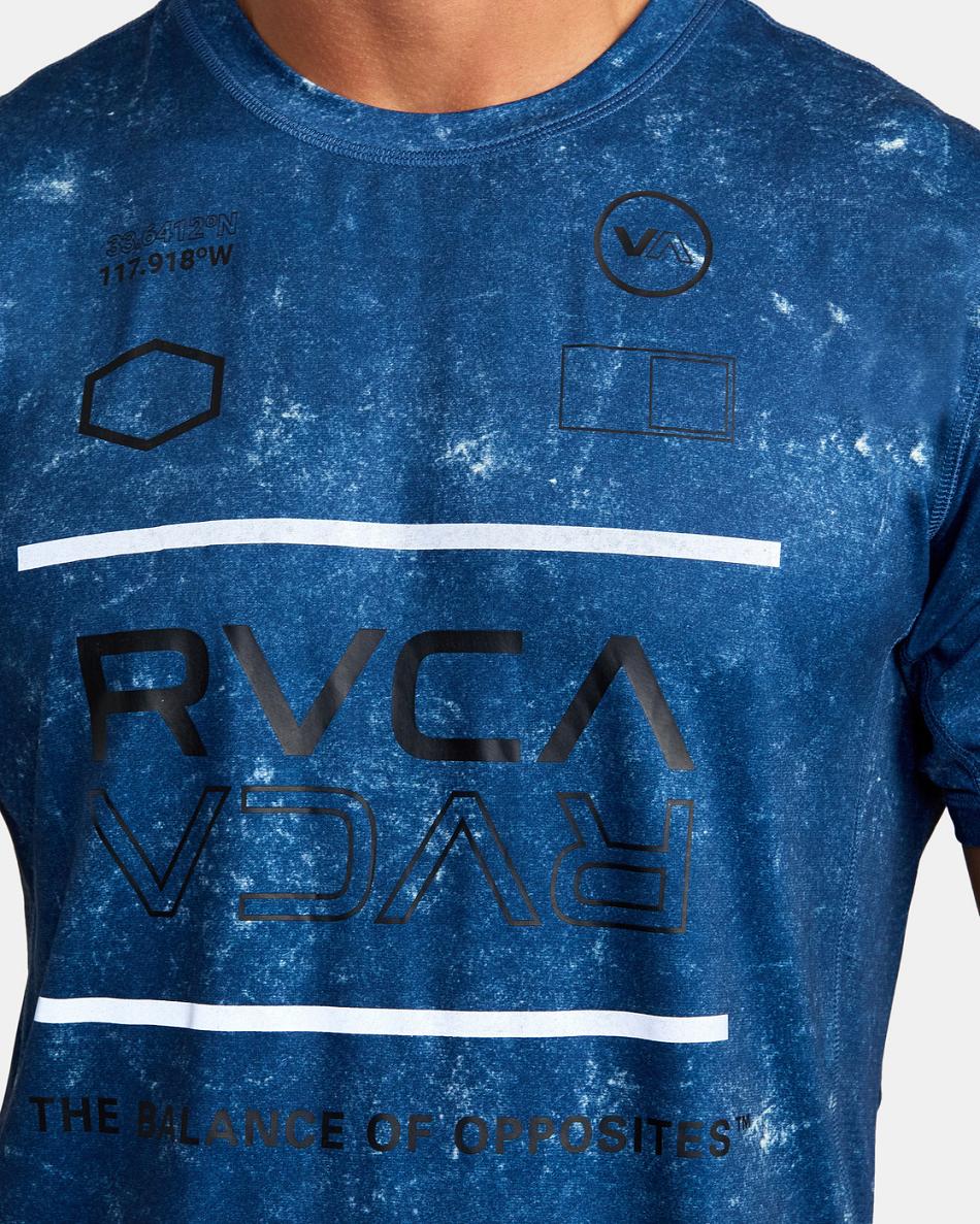 Army Blue Acid Rvca Sport Vent Technical Top Men's Short Sleeve | FUSHY45963