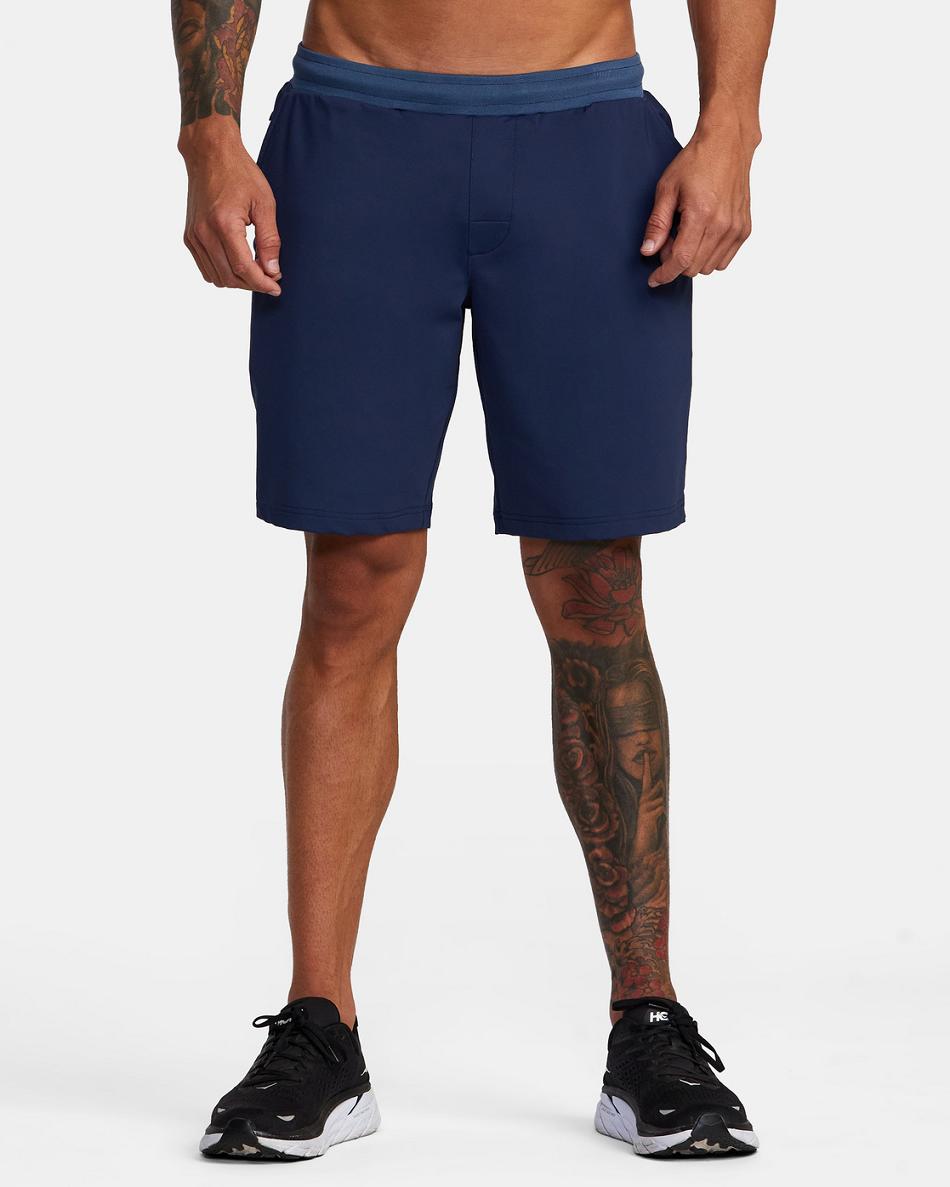 Army Blue Rvca Sport Trainer Elastic Men\'s Shorts | AUSDF50481