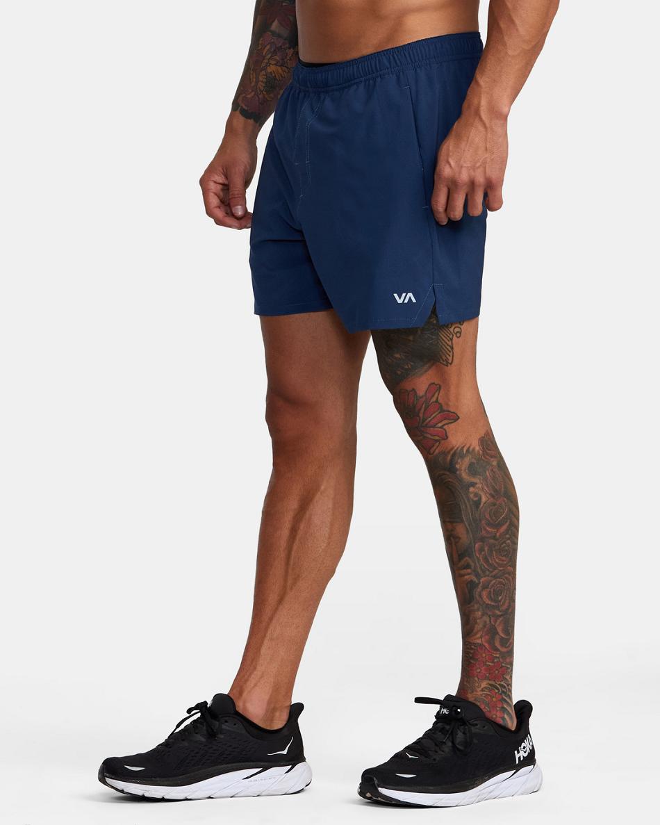 Army Blue Rvca Yogger Jogger Elastic Running 15 Men's Shorts | PUSER70021