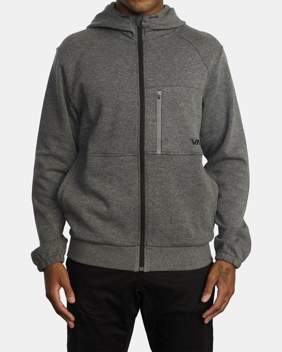 Athletic Heather Rvca Tech Zip-Up Fleece II Men's Hoodie | DUSVO63878