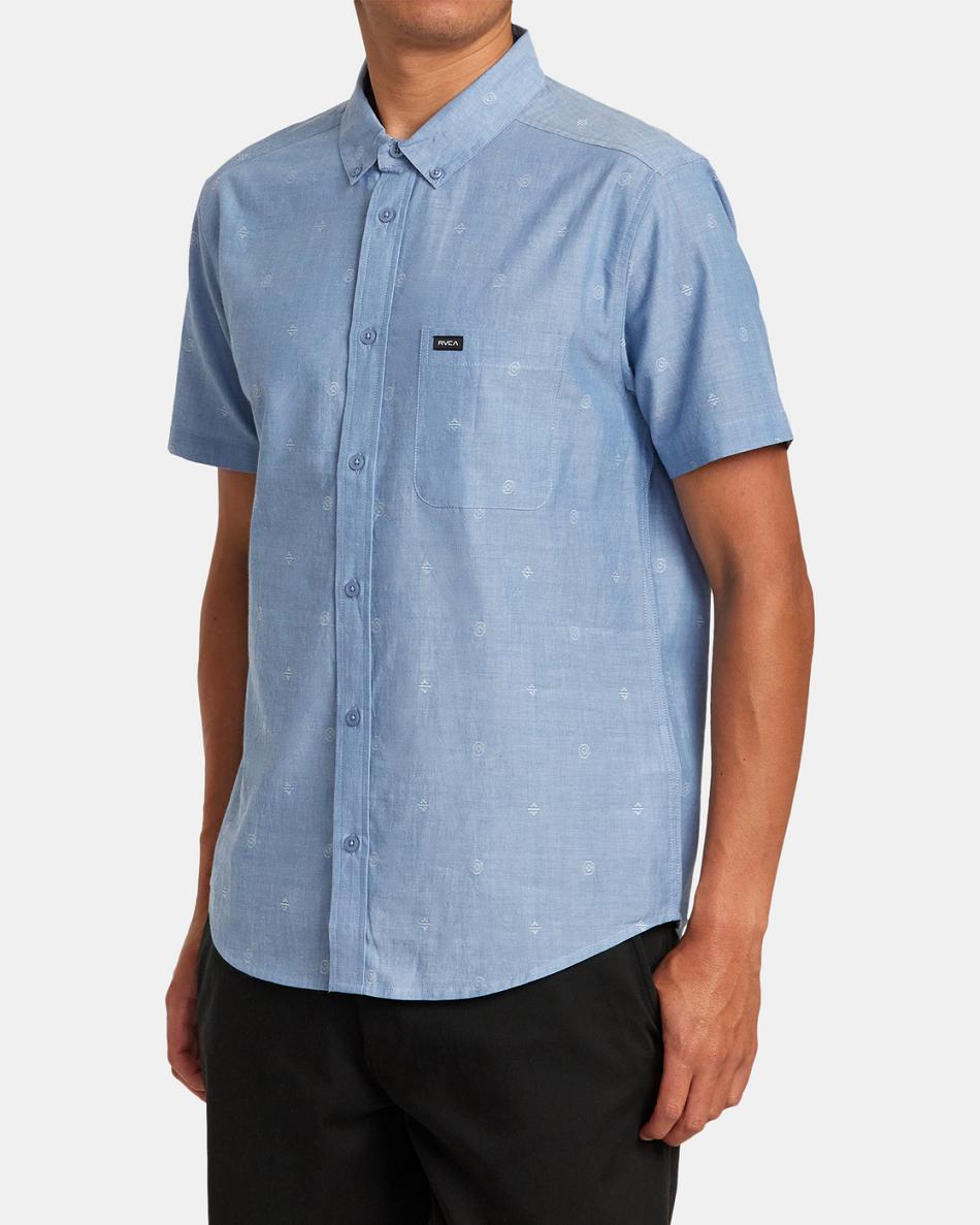 Baja Blue Rvca Do Dobby Short Sleeve Men's T shirt | DUSKV42672