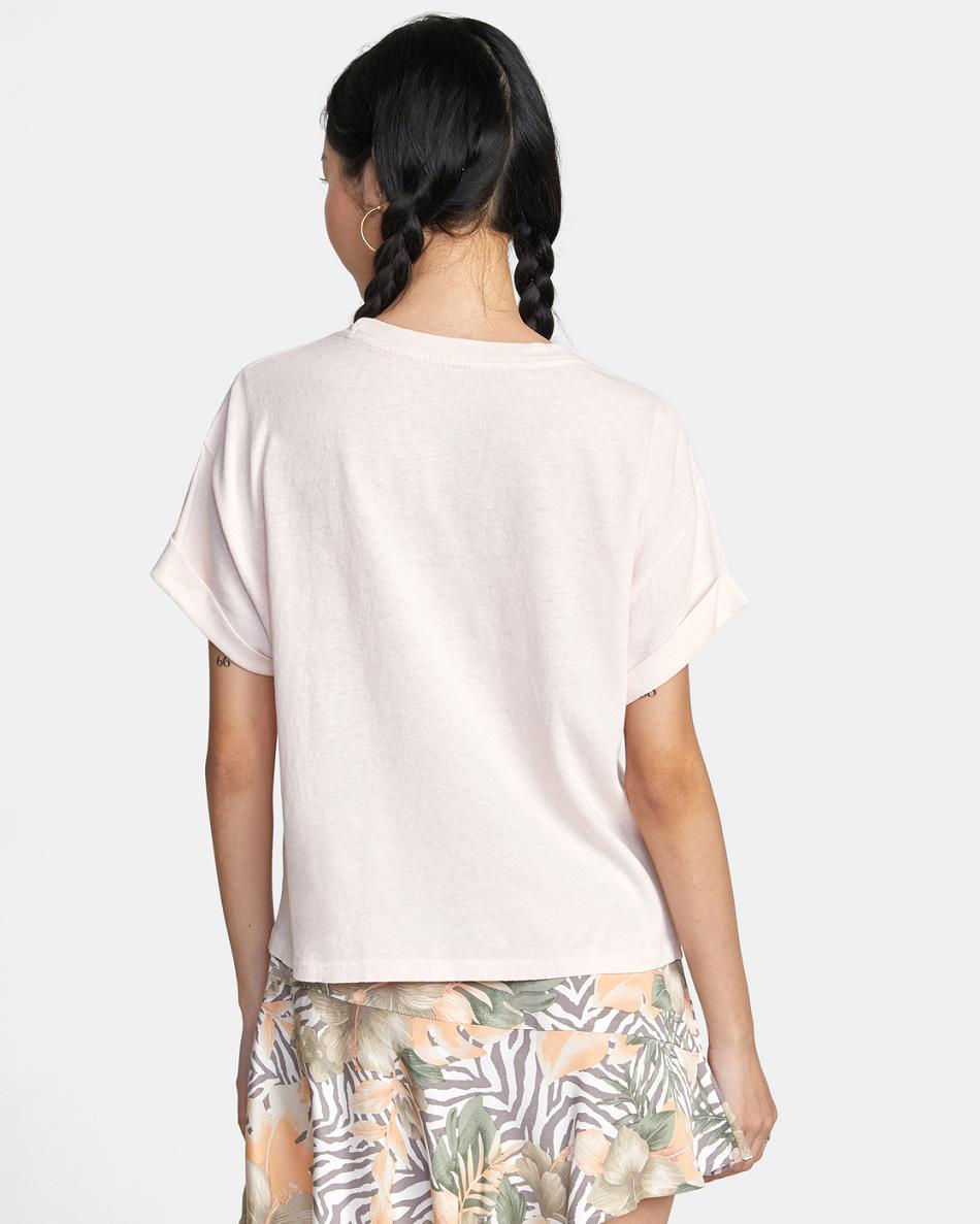 Barely Pink Rvca Records Graphic Women's T shirt | USNEJ30098