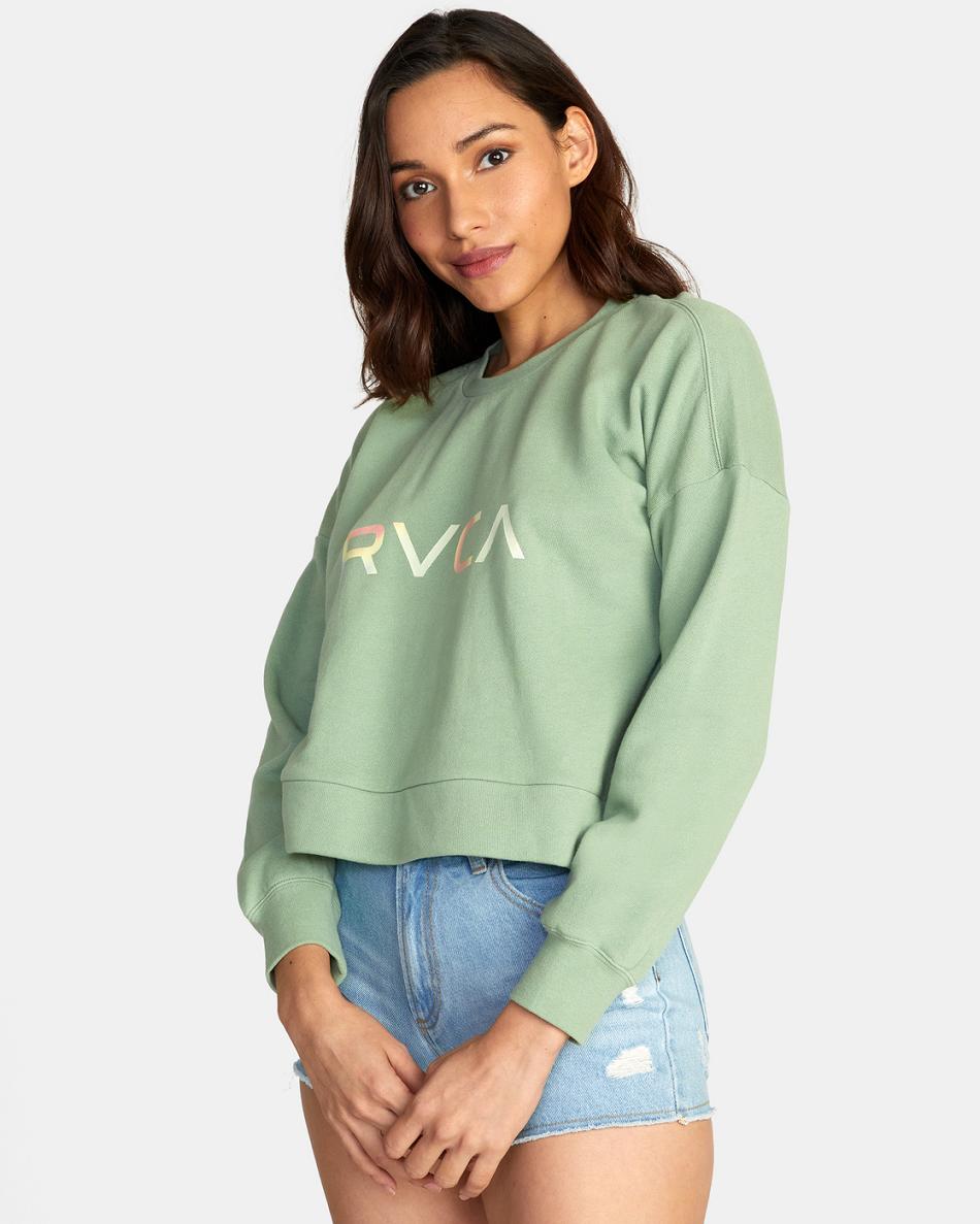 Basil Rvca Big Radiant Crewneck Women's Hoodie | TUSPQ53737