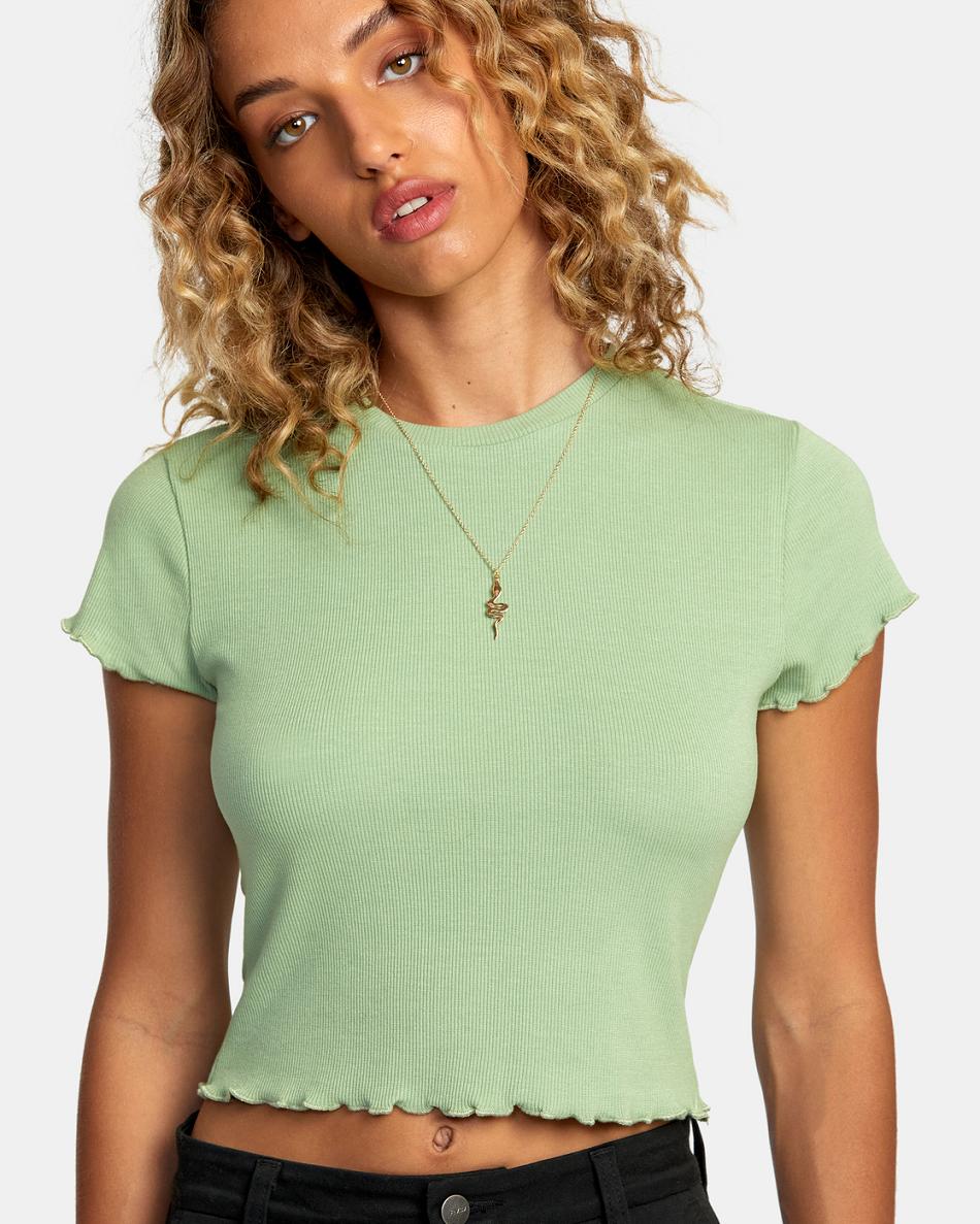 Basil Rvca Classmate Crop Women's T shirt | USQCS11715