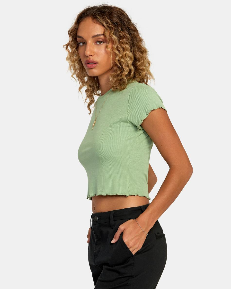 Basil Rvca Classmate Crop Women's T shirt | USQCS11715