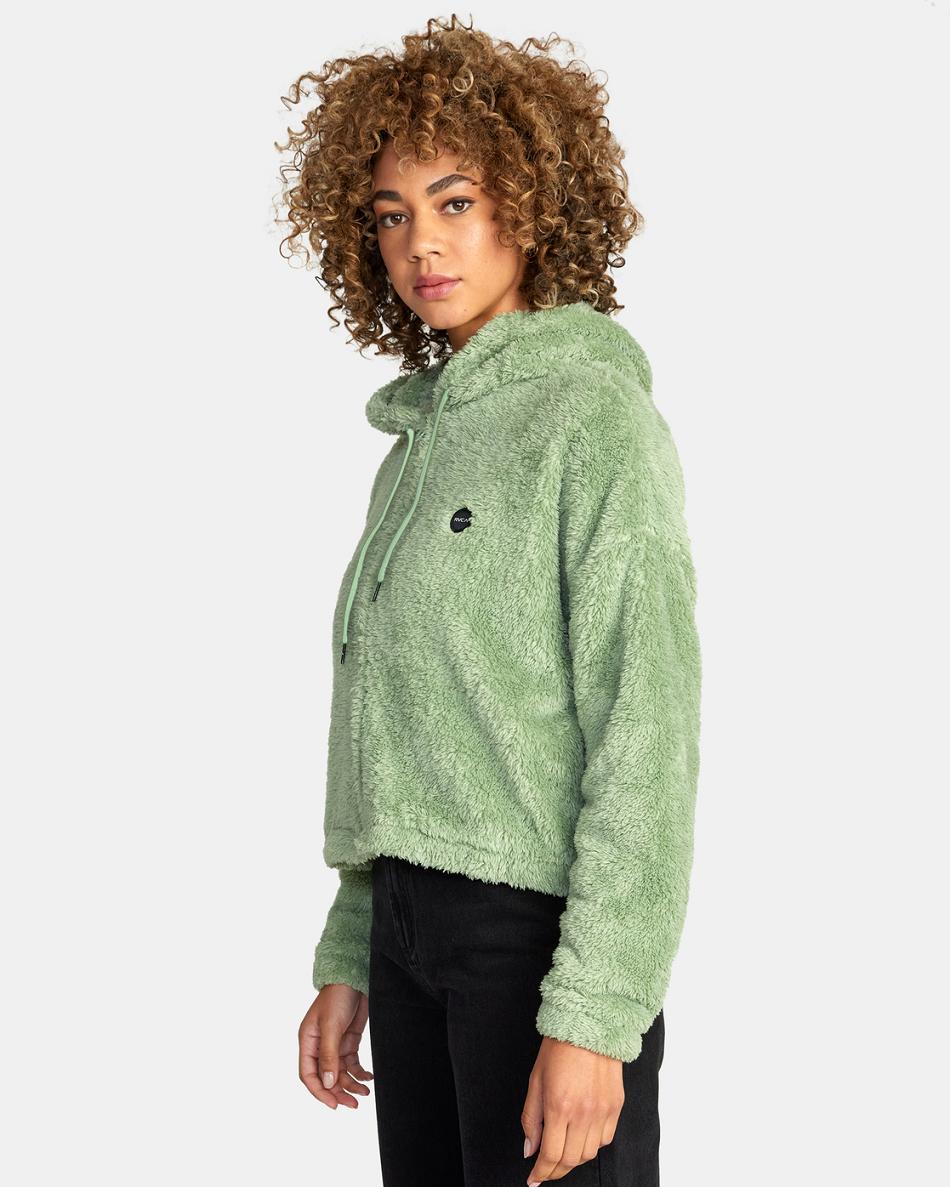Basil Rvca Fuzzy Zip-Up Fleece Hoodie Women's Loungewear | USNZX83580