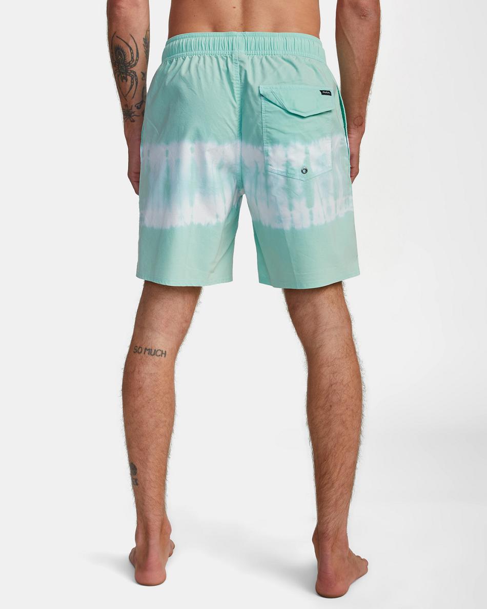 Bermuda Blue Stripe Tie Dye Rvca Manic Elastic 17 Men's Shorts | SUSVO32429