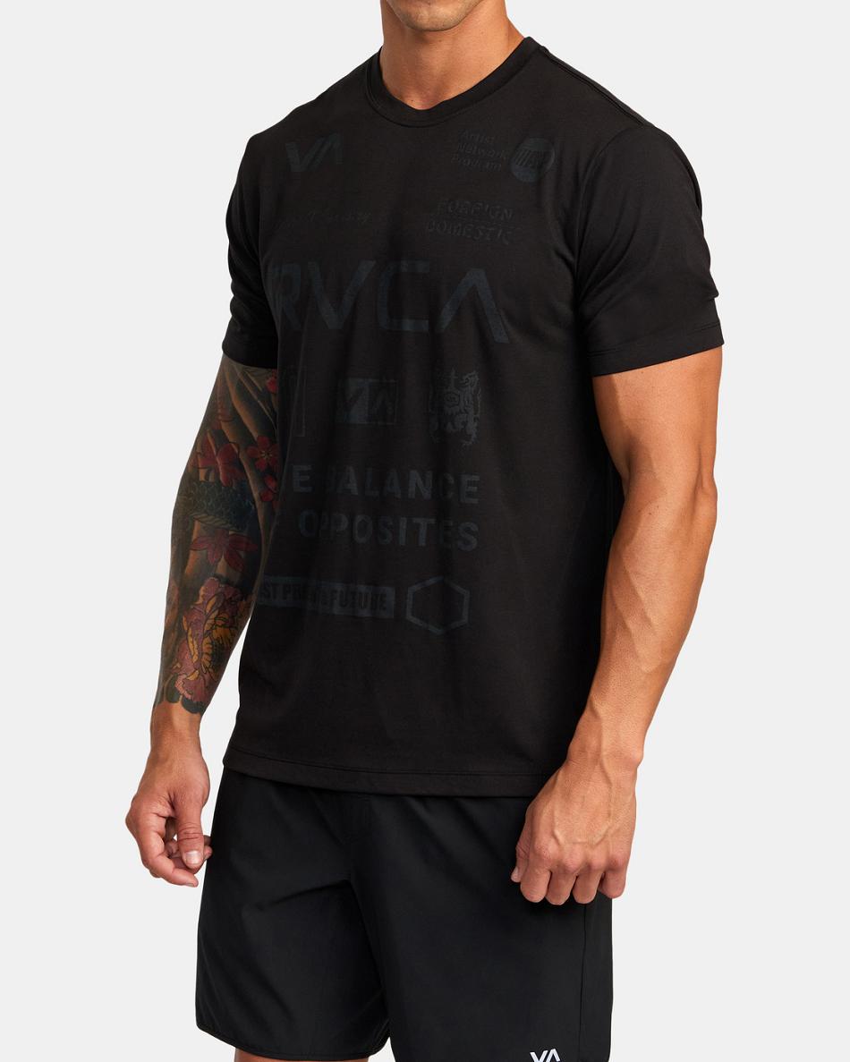 Black 2 Rvca All Brand Workout Shirt Men's Short Sleeve | USEGJ14521