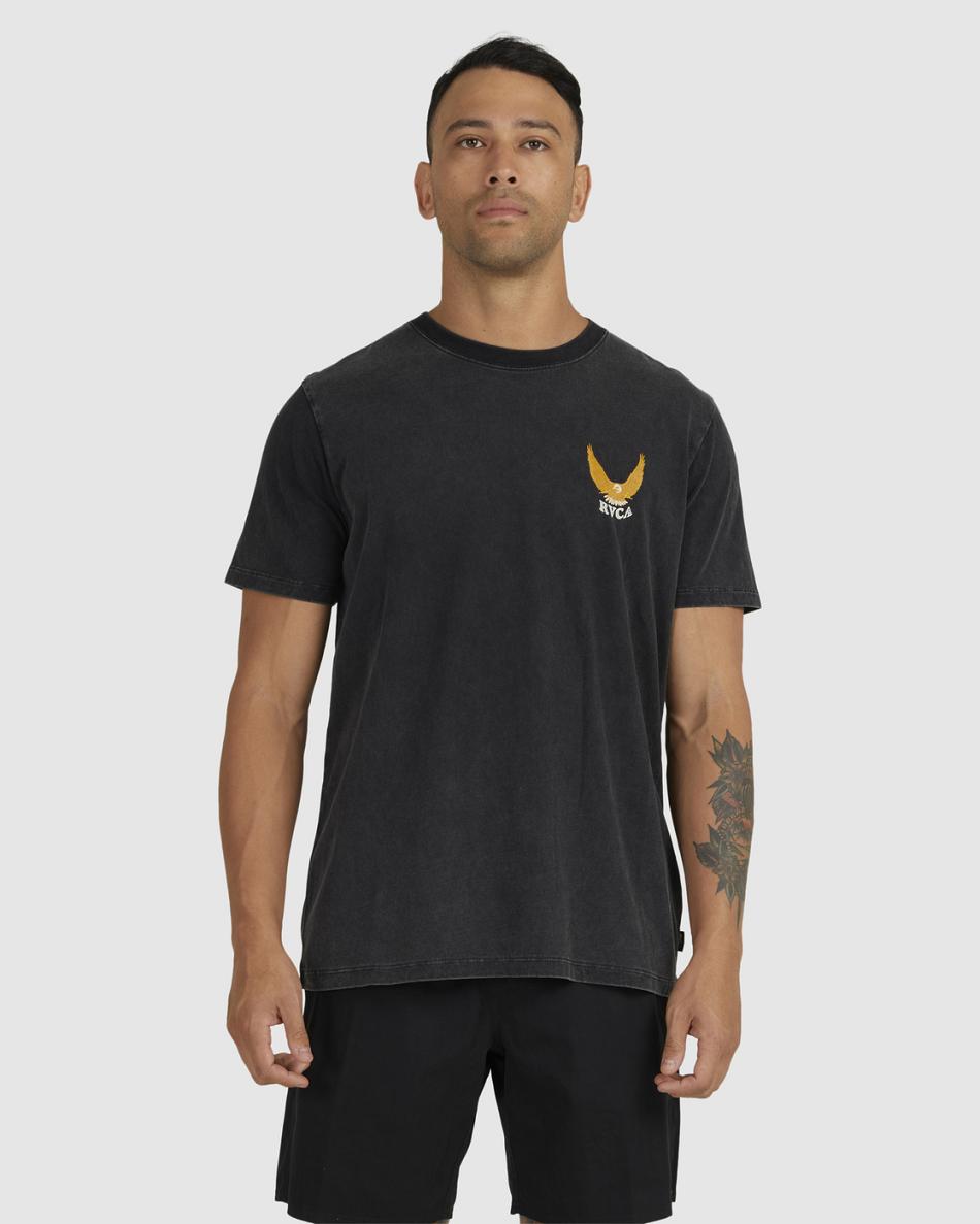 Black Acid Rvca Fly High Tee Men's Short Sleeve | ZUSNQ93454