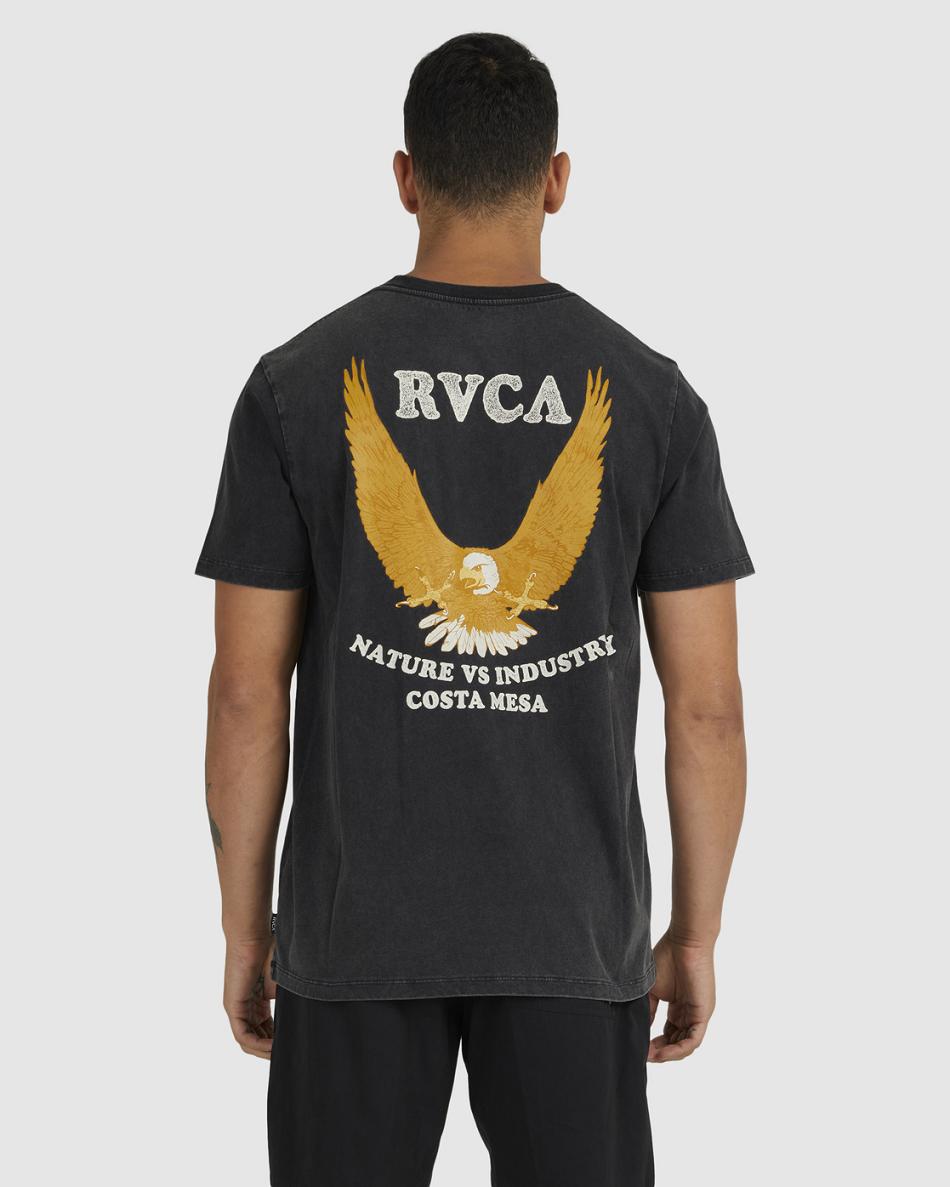 Black Acid Rvca Fly High Tee Men's Short Sleeve | ZUSNQ93454