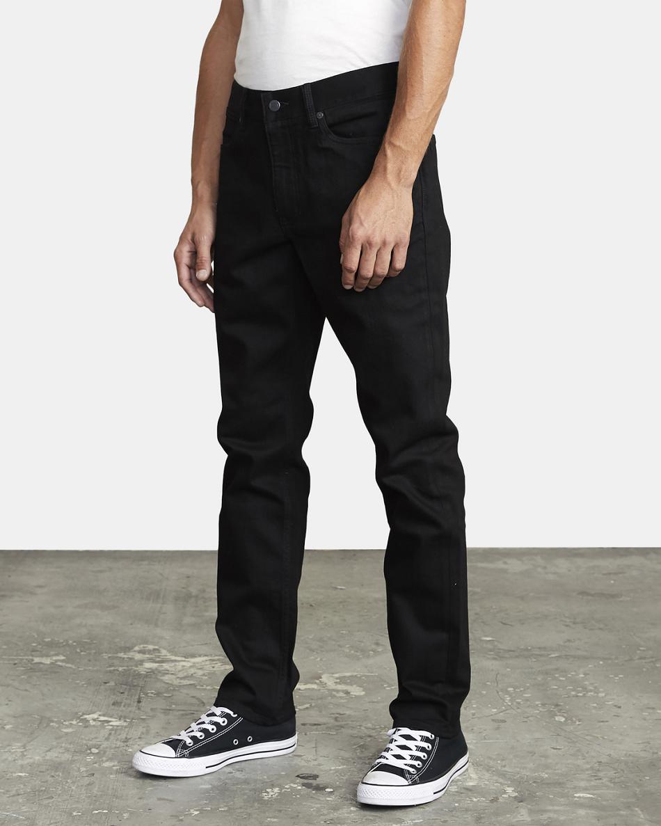 Black Black Rvca RVCA Rockers Skinny Denim Men's Jeans | USZPD96308