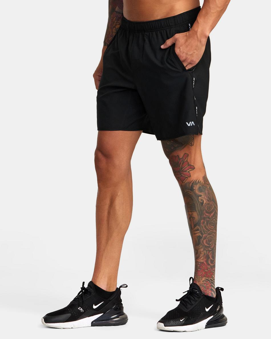 Black Black Rvca Yogger Control Men's Running Shorts | USJKU81220