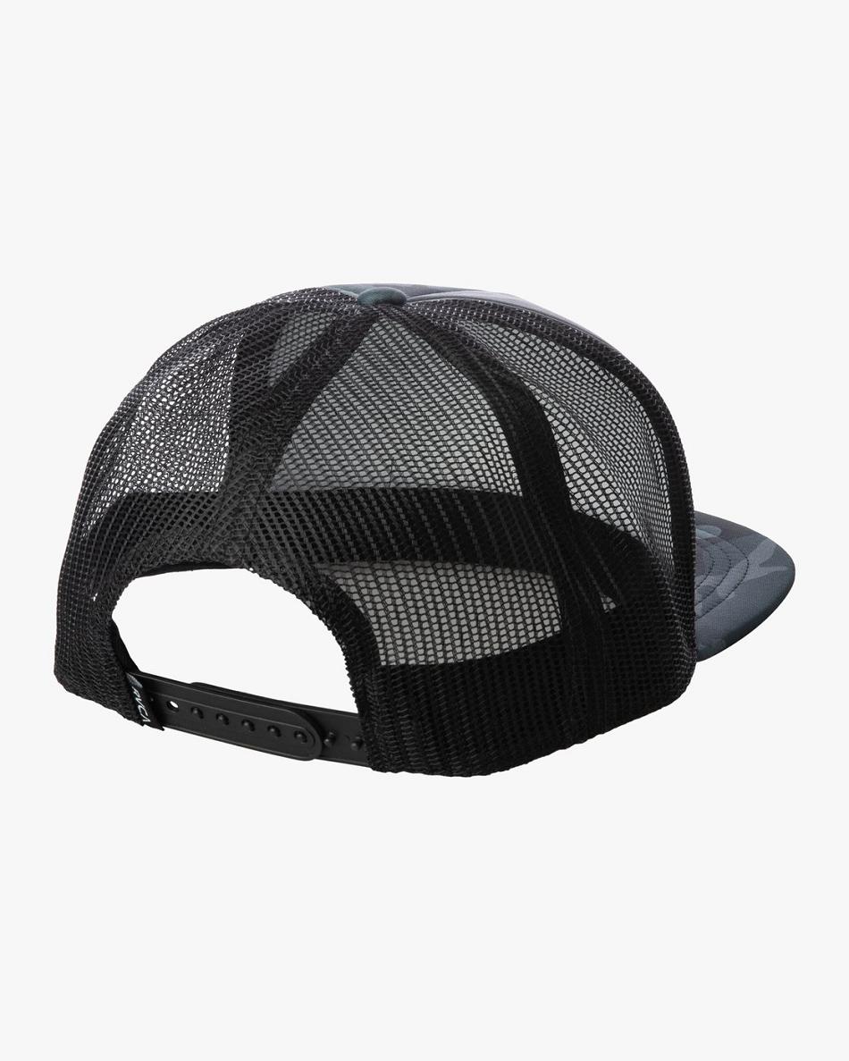 Black Camo Rvca Islands Balance Box Trucker Men's Hats | USJKU97706