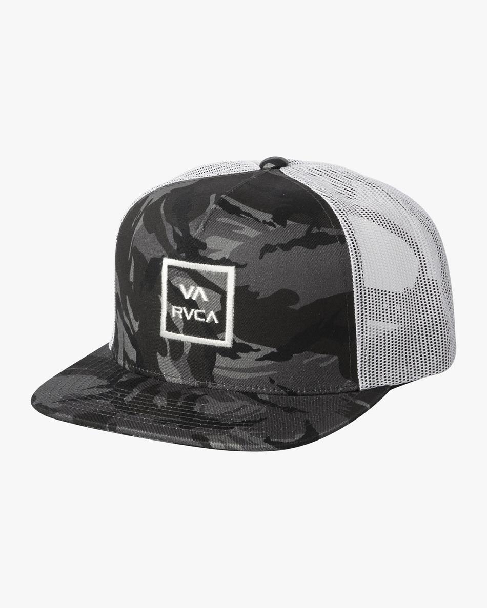 Black Camo Rvca VA All The Way Trucker Boys\' Hats | FUSUI33944