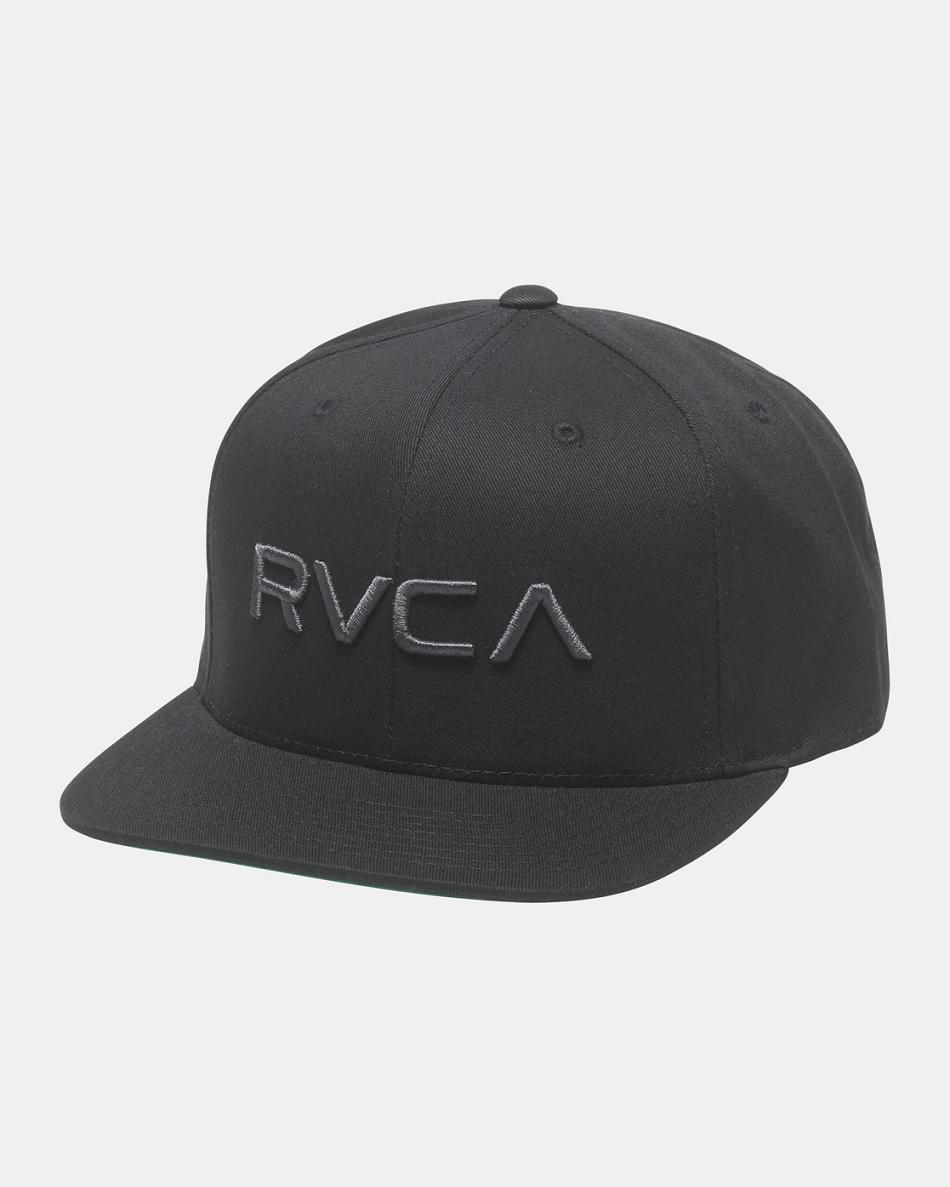 Black/Charcoal Rvca Twill Snapback II Men\'s Hats | BUSSD91439