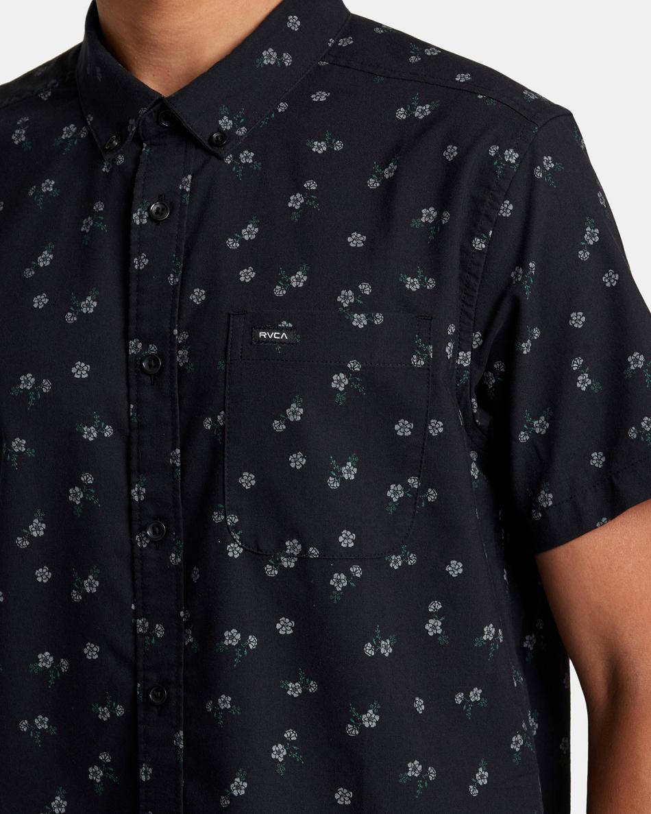 Black Floral Rvca Do Print Short Sleeve Men's T shirt | USJZR89694