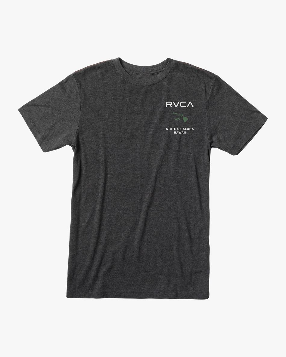 Black/Green Rvca State Of Aloha Tee Men's Short Sleeve | MUSFT81813