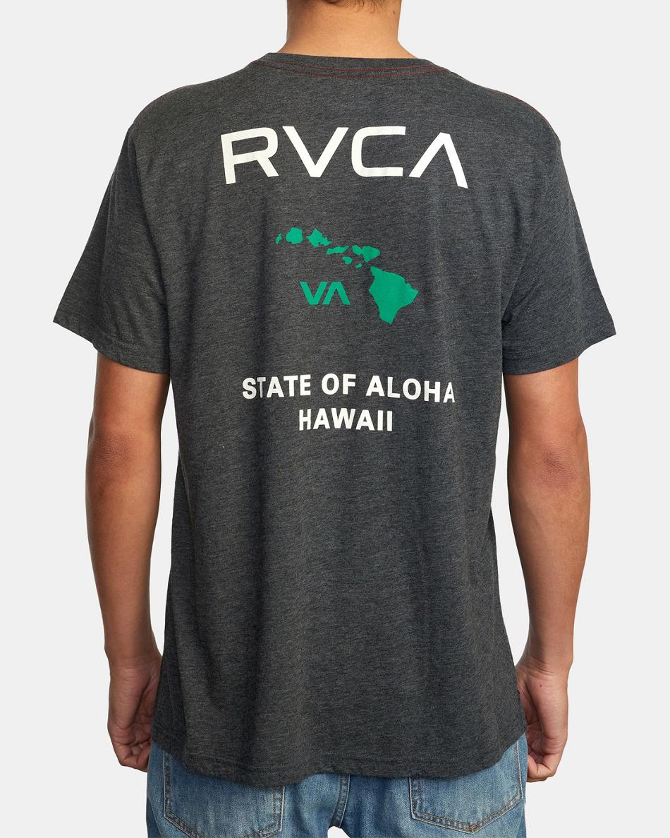 Black/Green Rvca State Of Aloha Tee Men's Short Sleeve | MUSFT81813