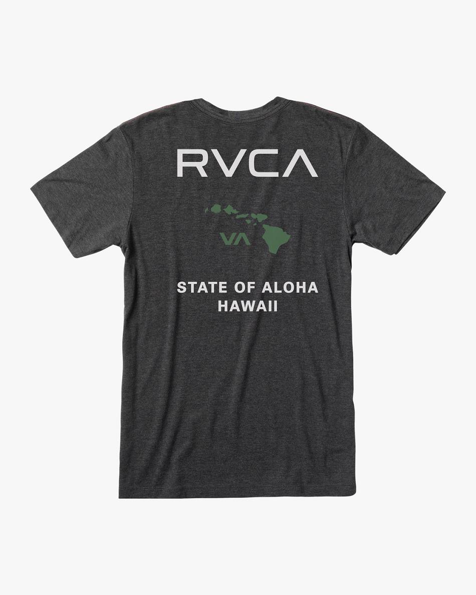 Black/Green Rvca State Of Aloha Tee Men\'s Short Sleeve | MUSFT81813