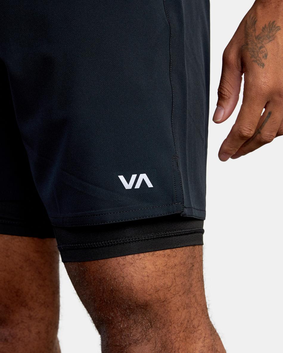 Black Multi Rvca Yogger Train 2-In-1 Elastic Workout 17 Men's Shorts | ZUSMJ34278