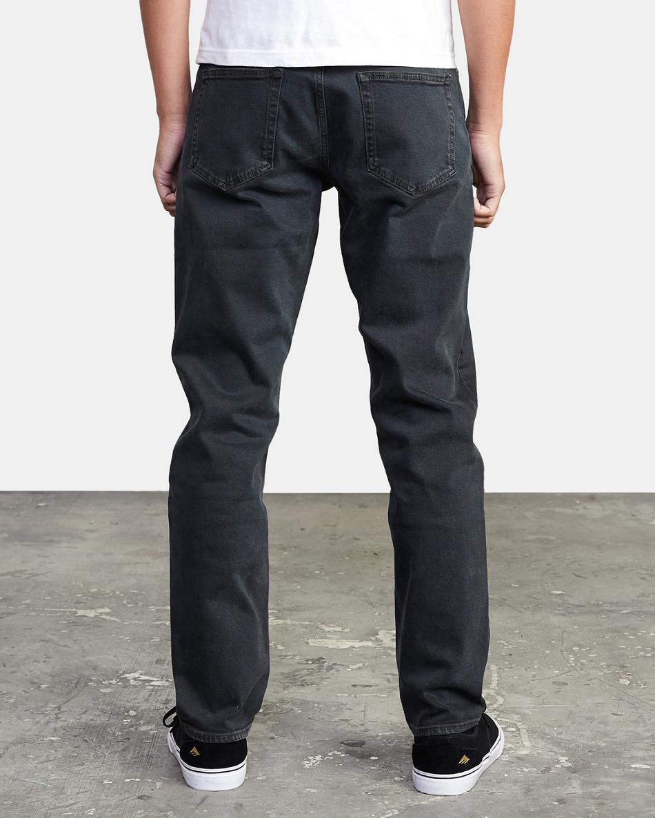 Black Overdye Rvca Weekend Straight Fit Men's Jeans | USQCS30414