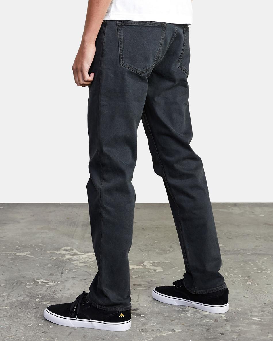 Black Overdye Rvca Weekend Straight Fit Men's Jeans | USQCS30414