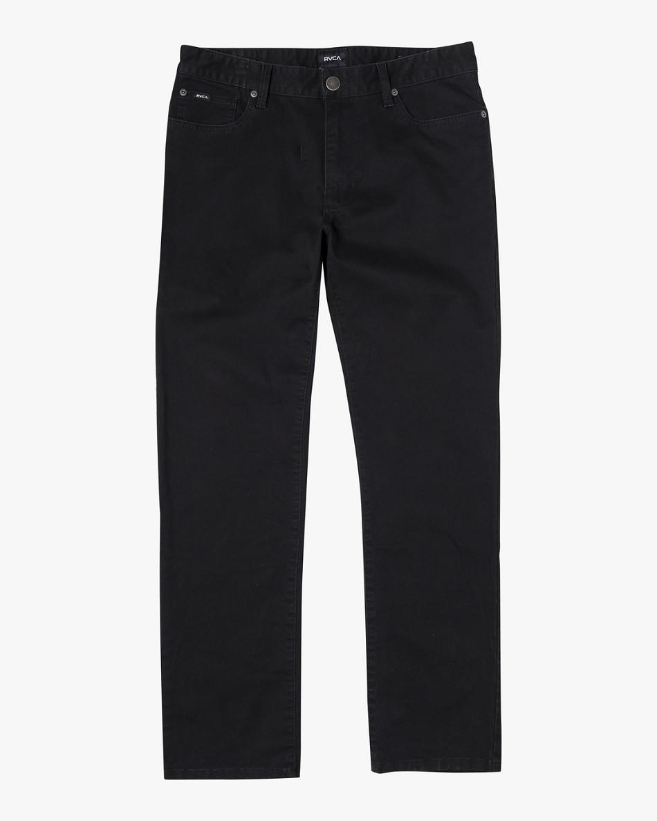 Black Overdye Rvca Weekend Straight Fit Men\'s Jeans | USQCS30414