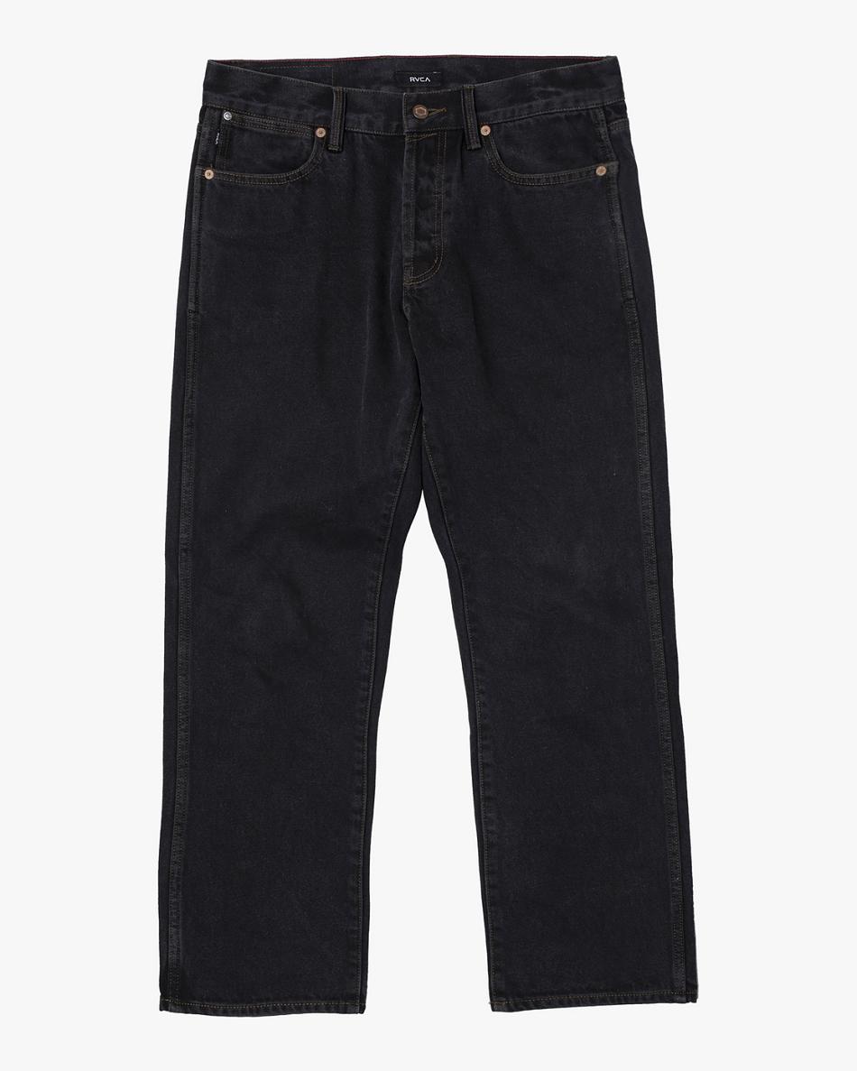 Black Rinse Rvca New Dawn Straight Fit Denim Men\'s Jeans | ZUSNQ93916