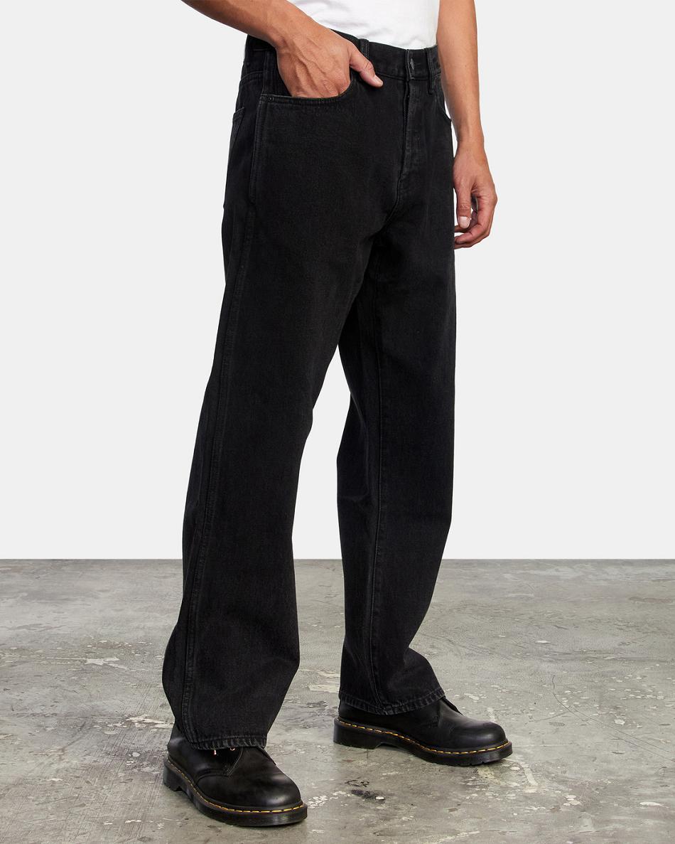 Black Rinse Rvca Reynolds Americana Denim Men's Jeans | USJVR35174