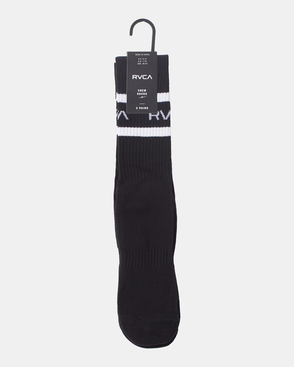 Black Rvca 2 Pack Striped Crew Men's Socks | PUSQX73024