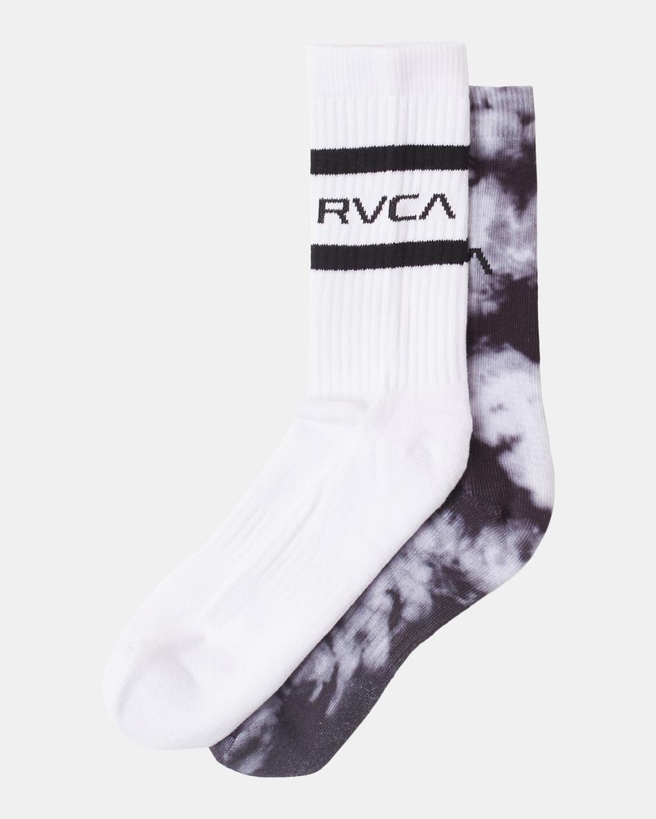 Black Rvca 2 Pack Tie-Dye Crew Men\'s Socks | USJZR37976