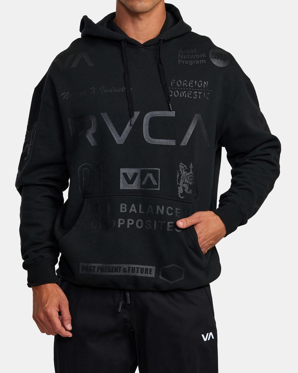 Black Rvca All Brand Sport Workout Men's Hoodie | USCIF83612