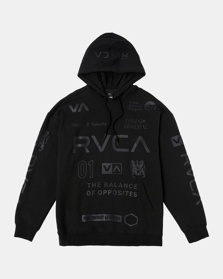 Black Rvca All Brand Sport Workout Men\'s Hoodie | USCIF83612