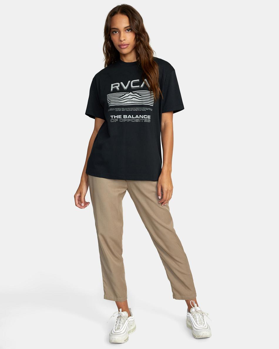 Black Rvca Altimeter Graphic Women's T shirt | USNEJ11220