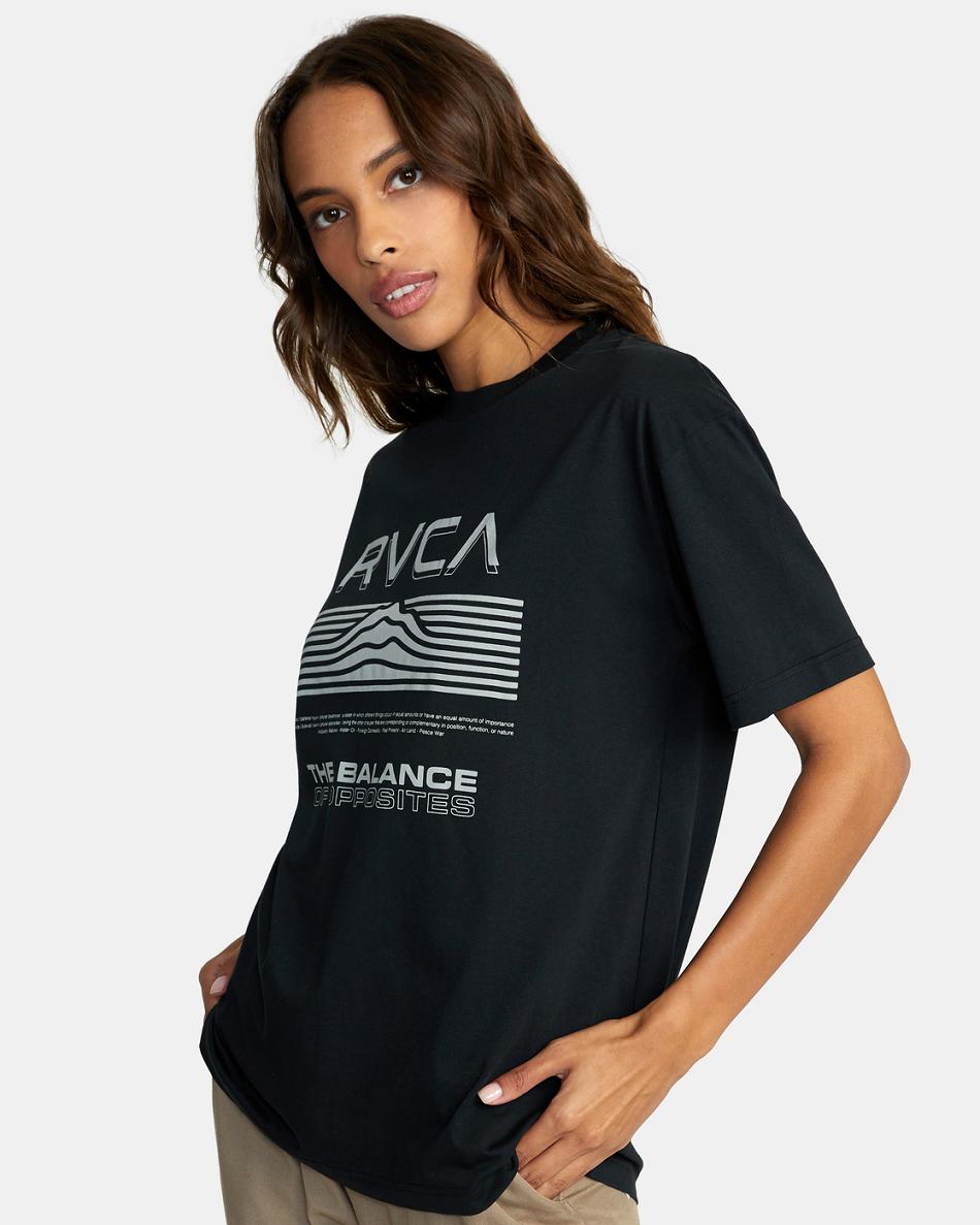 Black Rvca Altimeter Graphic Women's T shirt | USNEJ11220