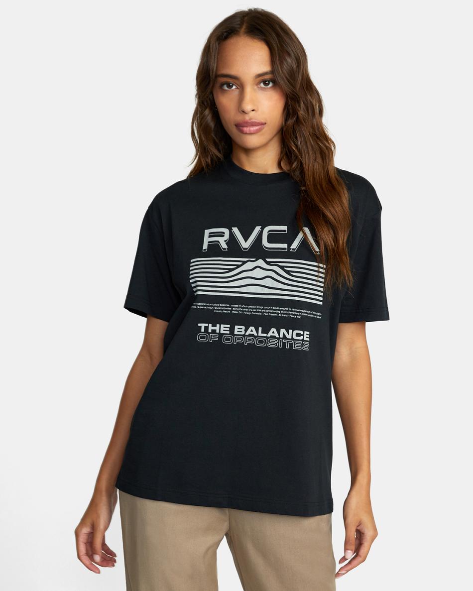 Black Rvca Altimeter Graphic Women\'s T shirt | USNEJ11220