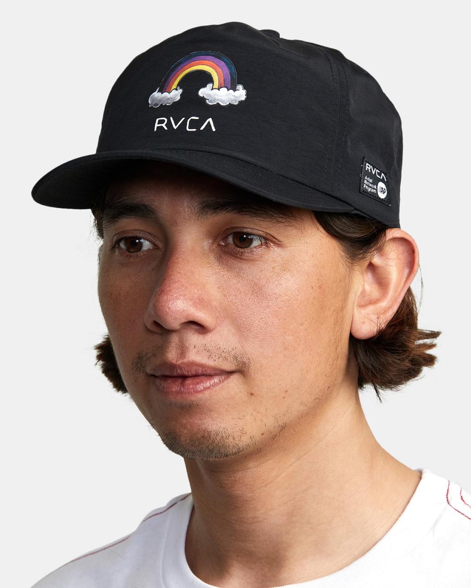 Black Rvca Andrew Pommier Rainbow Connection Snapback Men's Hats | USJKU35304